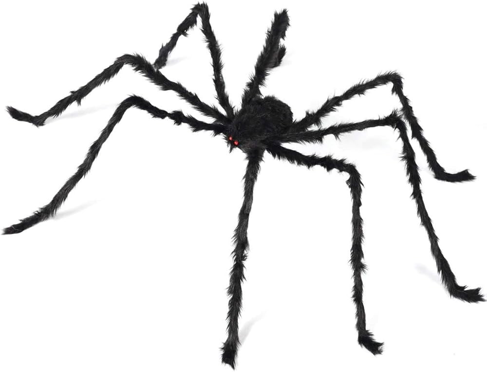 6.6ft Giant Hairy Spider Halloween Decorations Outdoor Spider Furry Black Giant Scary Fuzzy Spide... | Amazon (US)