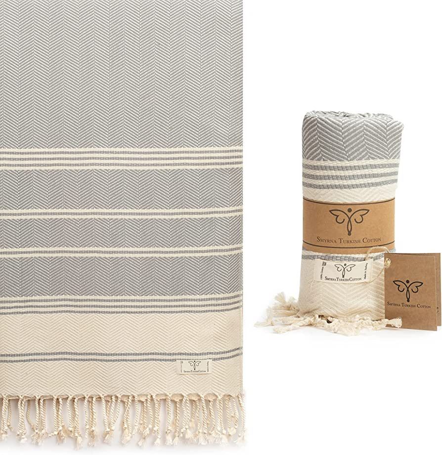SMYRNA TURKISH COTTON Aegean Series Beach Towel | 71 x 37 in 100% Cotton | Extra Large Wearable T... | Amazon (US)