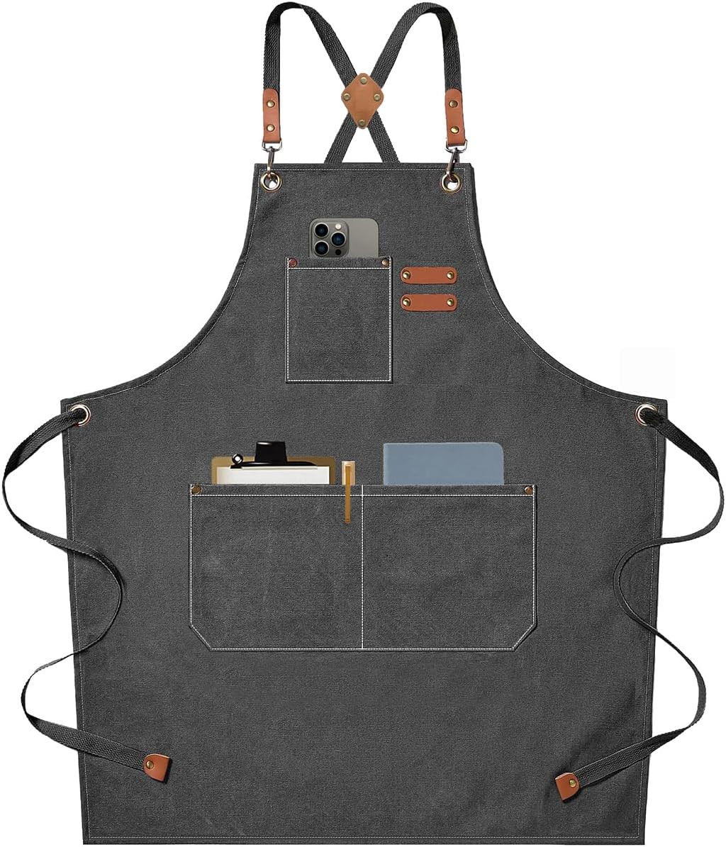 AFUN Chef Aprons for Men Women with Large Pockets, Cotton Canvas Cross Back Heavy Duty Adjustable... | Amazon (US)
