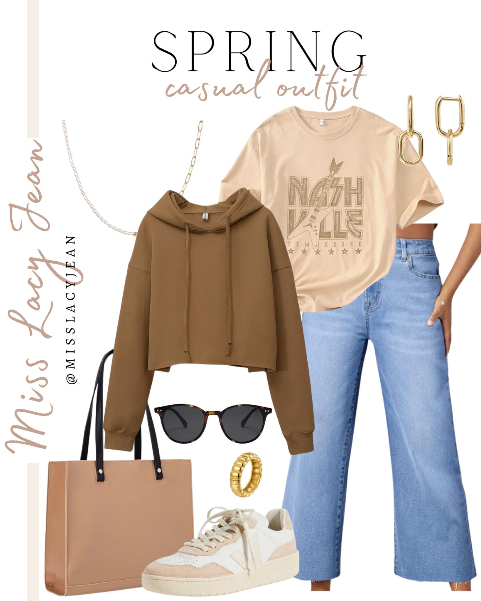 Spring home decor includes graphic tee, hoodie, jeans, tote bag, gold earrings, gold necklace, gold ring, sneakers, and sunglasses.

Outfit, spring outfit, casual outfit, casual spring outfit

#LTKstyletip #LTKfindsunder100 #LTKshoecrush