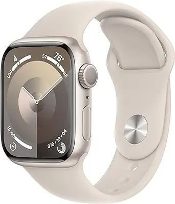 Apple Watch Series 9 [GPS 41mm] Smartwatch with Starlight Aluminum Case with Starlight Sport Band... | Amazon (US)