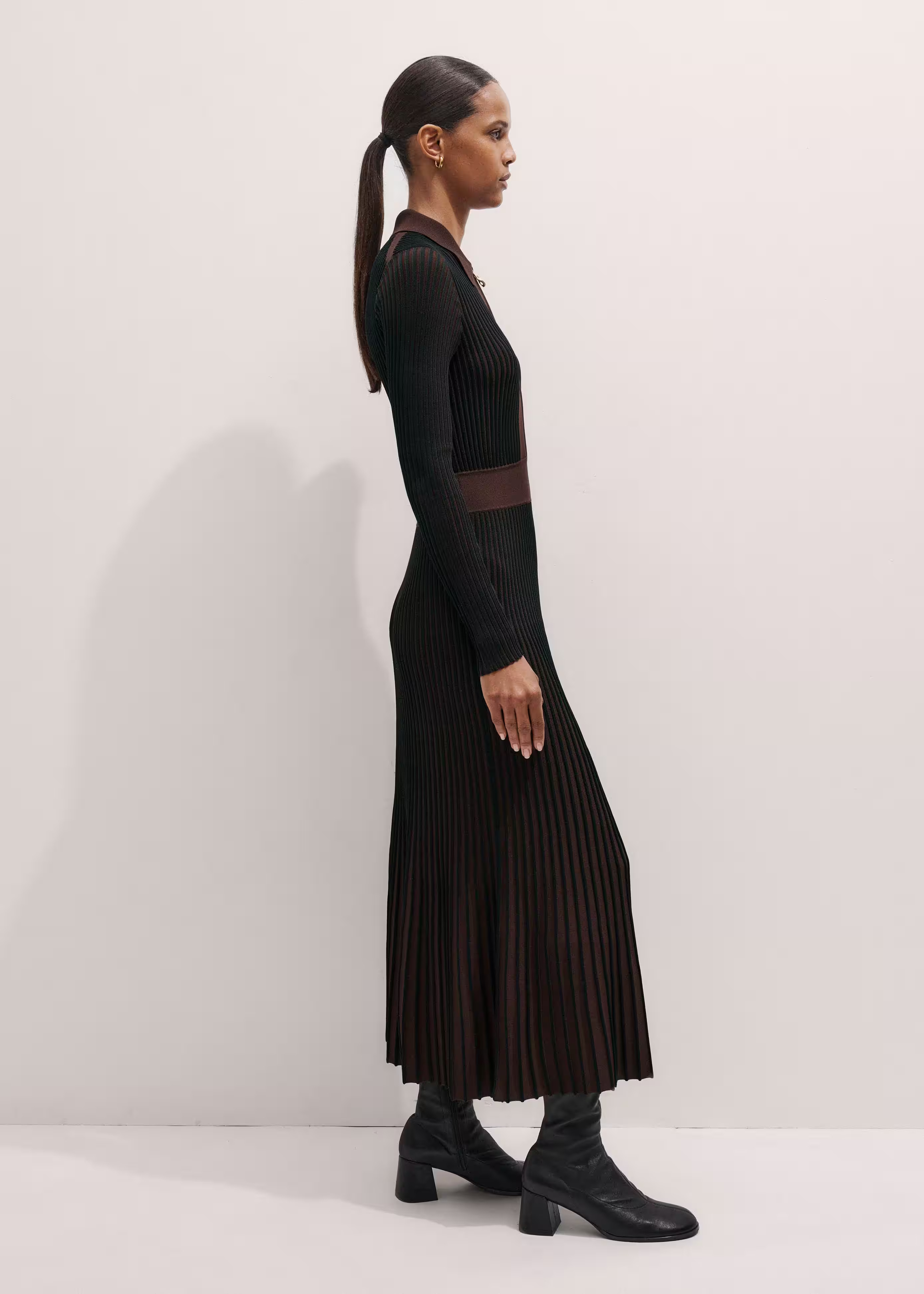 Collared Maxi Dress Compact Rib Knit | ME+EM US