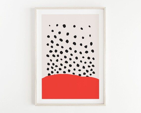 Abstract art PRINTABLE, Polka dots print, Abstract poster, Minimalist Print, Dot art print, Red a... | Etsy (US)