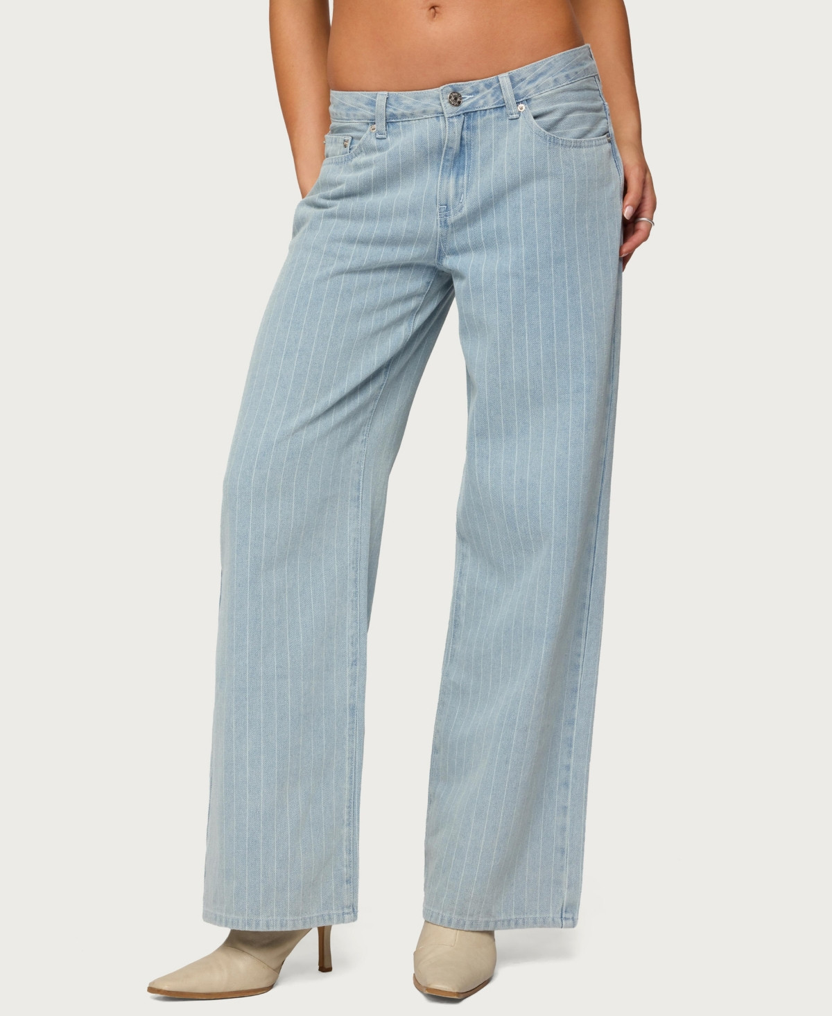 Women's Pinstripe low rise jeans - Light-blue-washed | Macy's