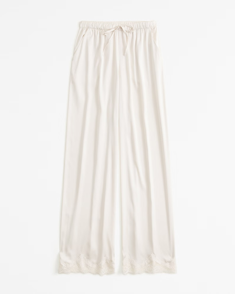 Abercrombie & Fitch Women's Lace and Satin Sleep Pant in Cream - Size L | Abercrombie & Fitch (US)
