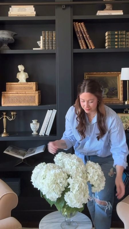 Sharing the best faux hydrangeas in the cutest clear glass vase and my number one faux floral hack!  #springdecor #fauxflowers #fauxflorals #homedecor #amazonfinds

#LTKhome #LTKSeasonal