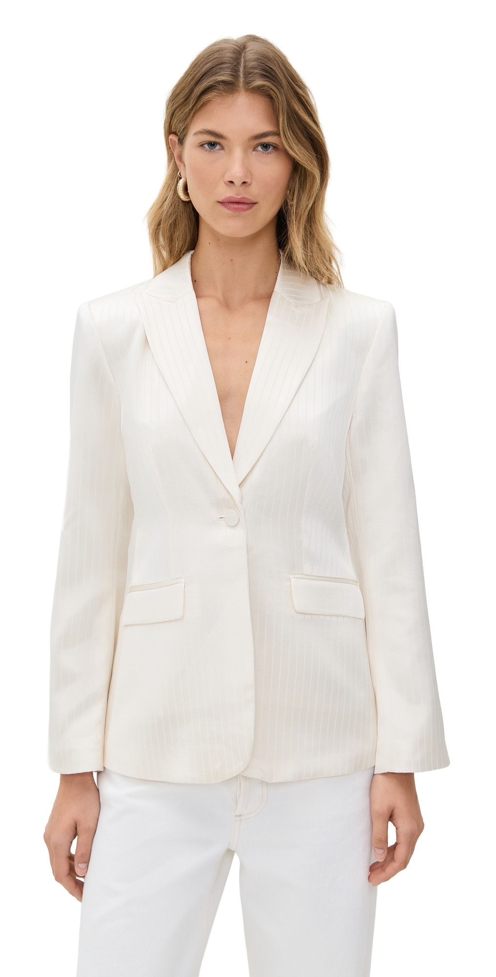 Cinq à Sept Georgia Satin Stripe Cheyenne Blazer Ivory 0 | Shopbop