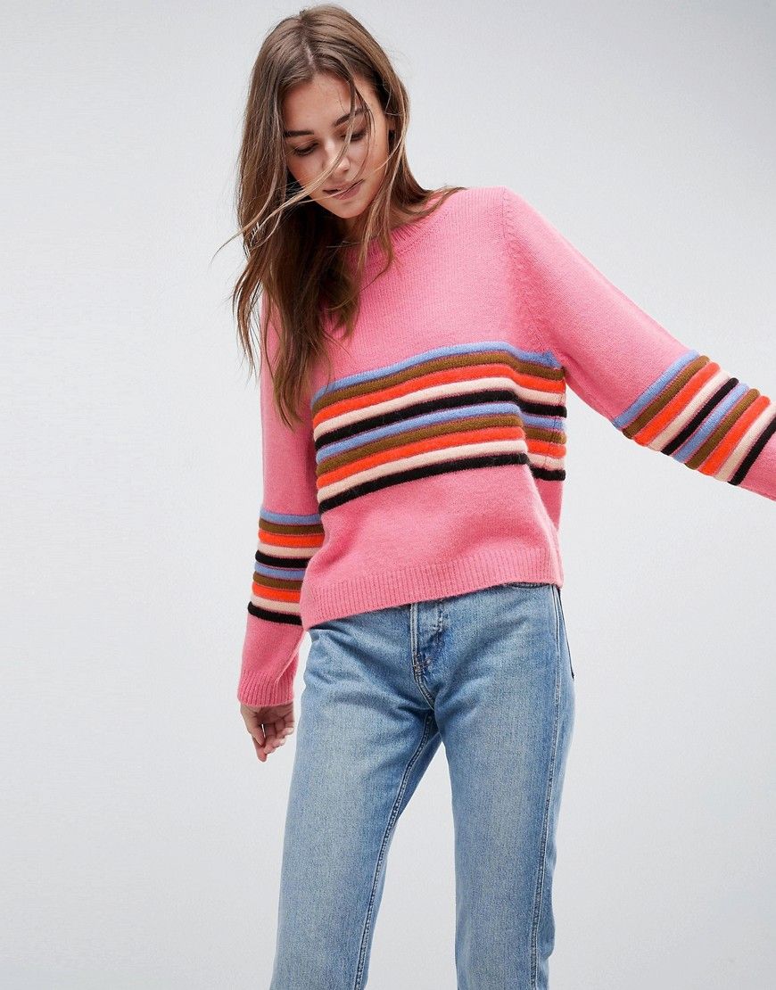 ASOS Sweater with Ripple Stitch Stripe - Multi | ASOS US