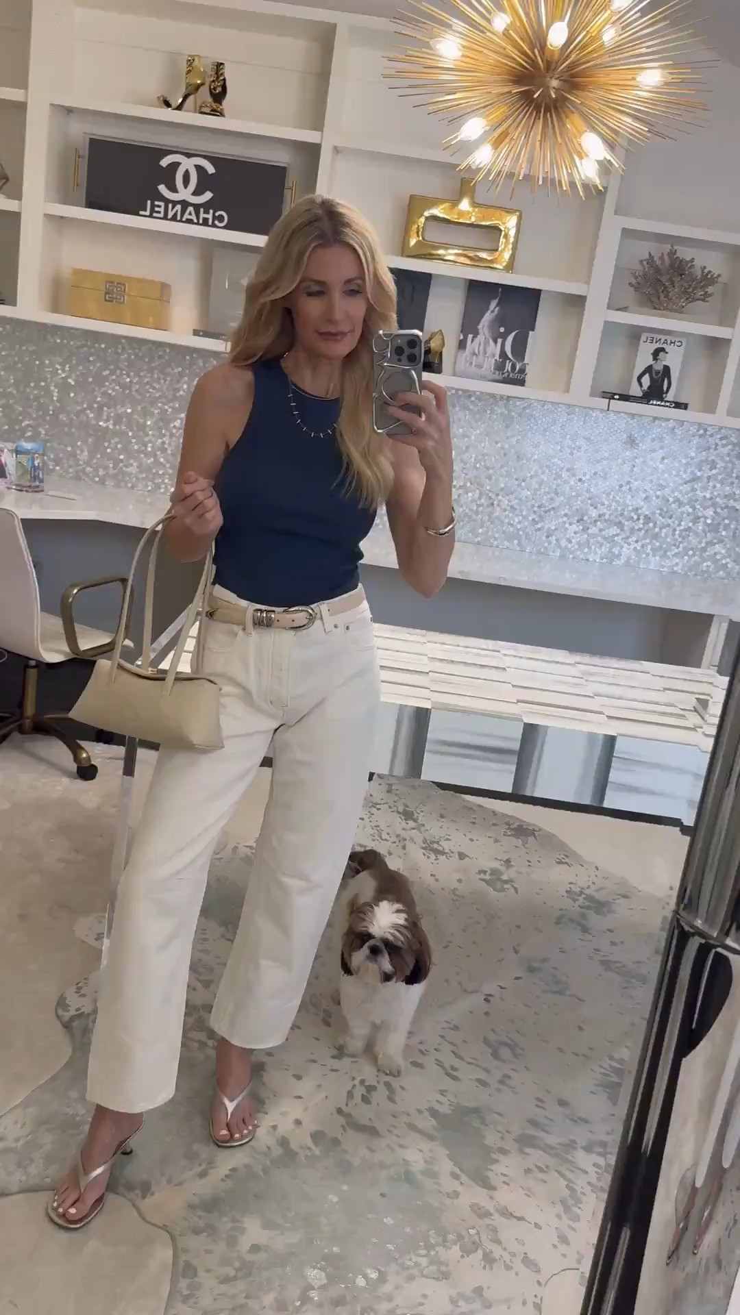Casual Madewell outfit idea featuring this dark slate denim blue tank and the Madewell dart jeans 💙 Love this easy tank with the soft barrel jean silhouette for a relaxed but still polished everyday look. XS tank and size 24 in jeans. #Madewell #CasualOutfit #LTKxMadewell

#LTKOver40#LTKSeasonal#LTKOver40 

 