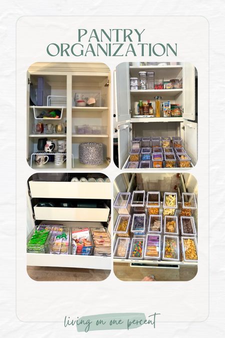 Pantry organization all from Amazon! Read the full blog (and see the transformation) on my blog www.livingononepercent.com. Kitchen organization, snack organization, found it on Amazon, dream spaces, dream house, smart home finds

#LTKHome