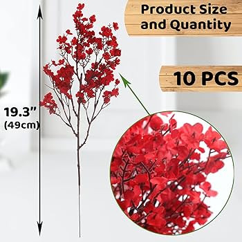 Hananona 10 Pcs Babys Breath Artificial Flowers Real Touch Fake Red Flowers Silk Plants for Chris... | Amazon (US)