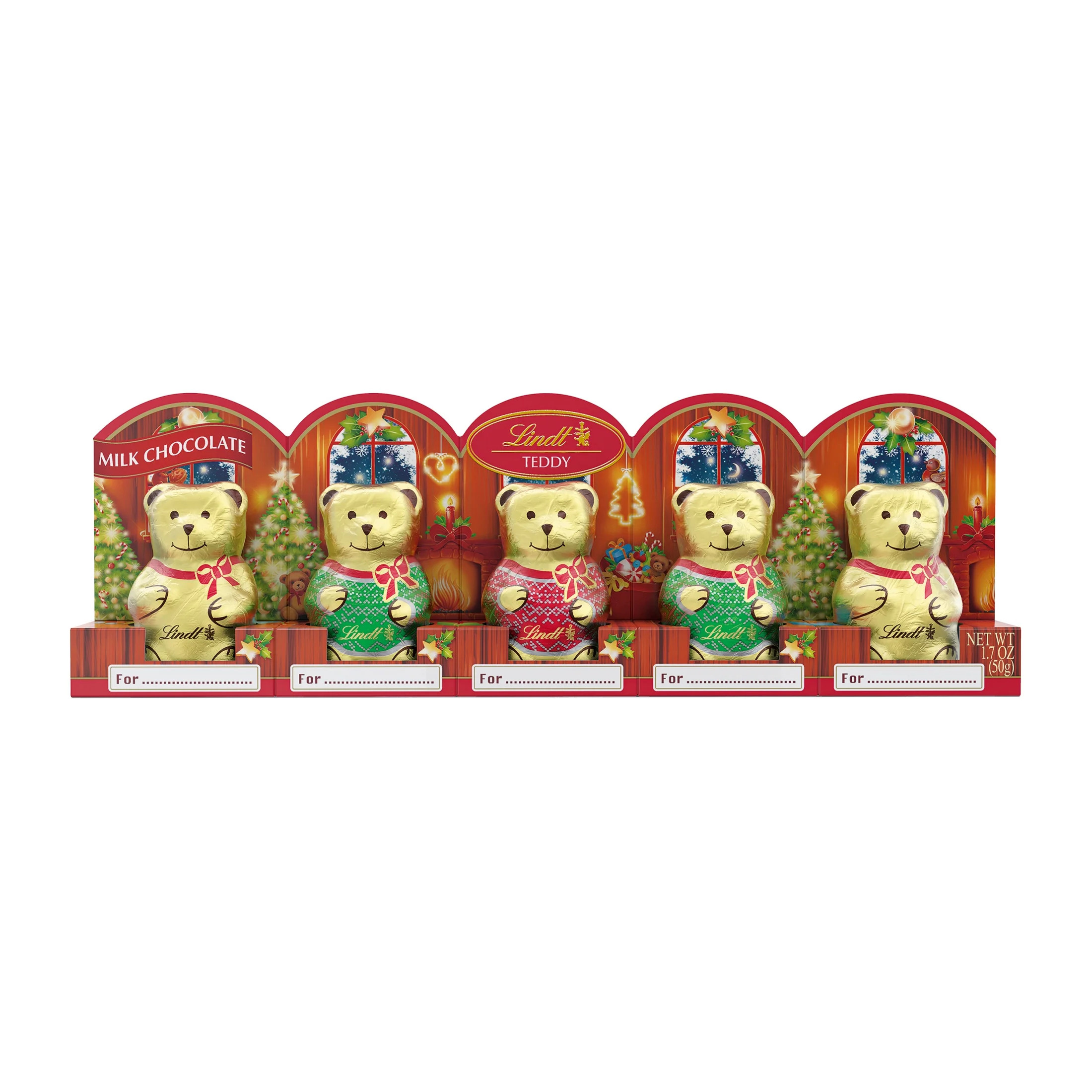 Lindt Mini TEDDY Bear Milk Chocolate Christmas Candy, 1.7 oz. 5-Pack | Walmart (US)