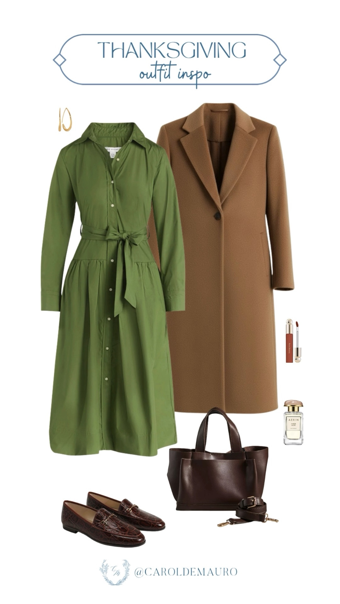 Thanksgiving is all about good food and good company, and your outfit should be effortless! You can't go wrong with a comfy yet polished olive green shirtdress, a classic coat for your arrival, and easy leather loafers.

comfy chic, modest fashion, fall looks, autumn outfit, wardrobe refresh, seasonal style, holiday look, coat season

#LTKU #LTKSeasonal #LTKStyleTip