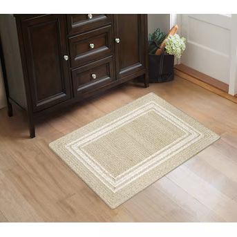 allen + roth 2 X 3 (ft) Braided Natural Ivory Indoor/Outdoor Border Throw Rug | Lowe's