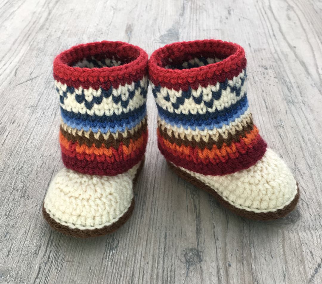 Baby Booties Crochet Pattern/ Baby Booties/ Baby Shoes/ Fair Isle Booties/ Girl Booties/ Boy Boot... | Etsy (US)