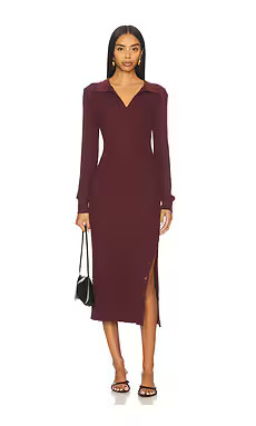 Bobi Polo With Snap Slit Dress in Burgundy from Revolve.com | Revolve Clothing (Global)