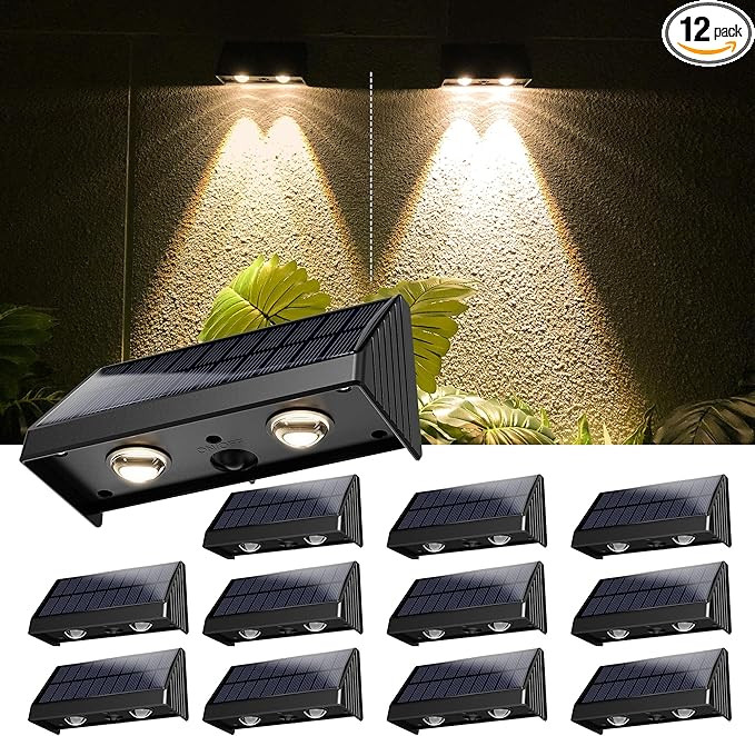 JACKYLED Solar Outdoor Lights, 12 Pack Super Bright Solar Lights for Fence Outdoor Waterproof LED... | Amazon (US)