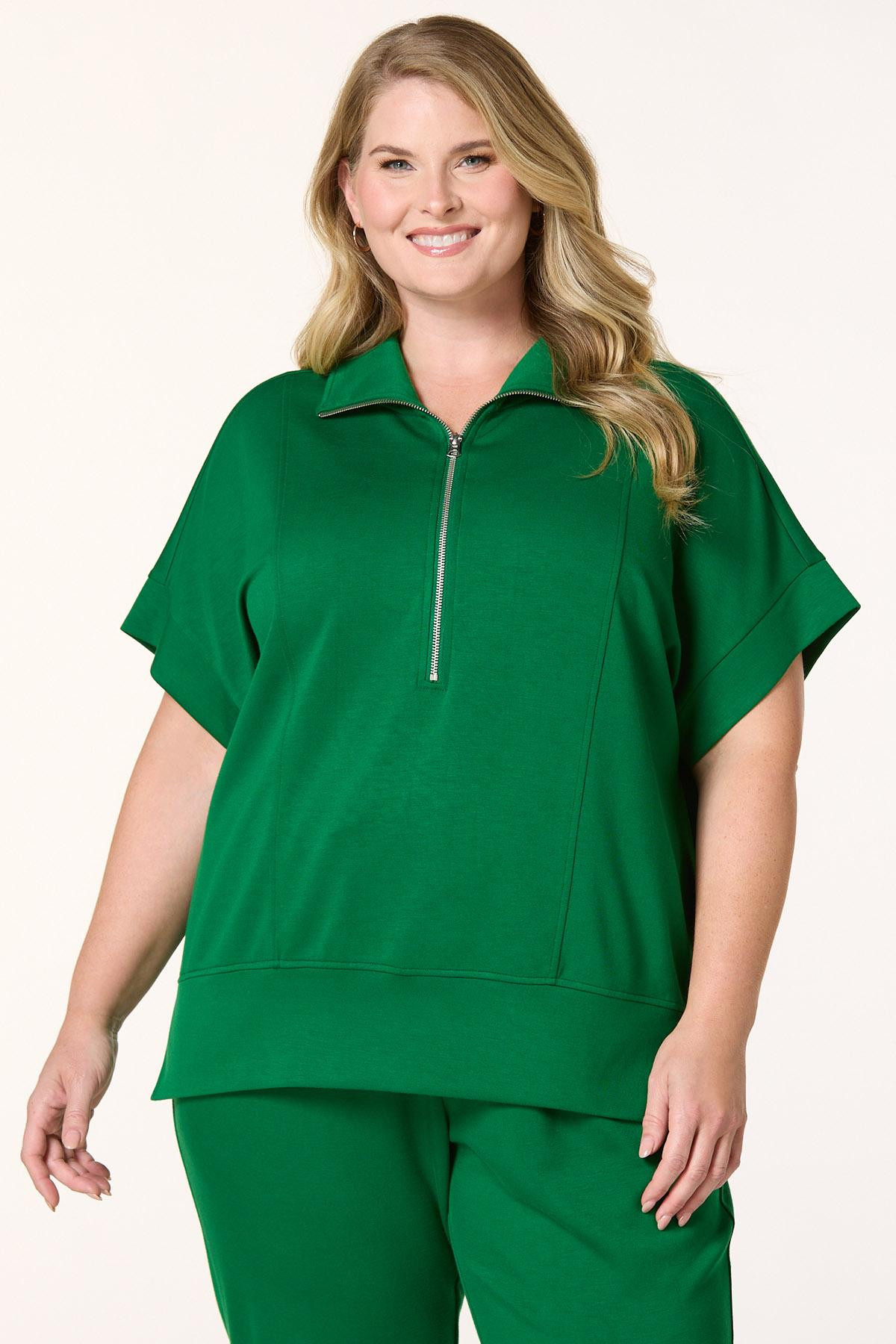 Plus Size Green Scuba Sweatshirt | Cato Fashions