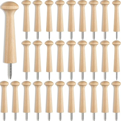 Jetec 30 Pcs Screw in Wooden Shaker Pegs 3.62" Unfinished Wood,Wood Color | Amazon (US)