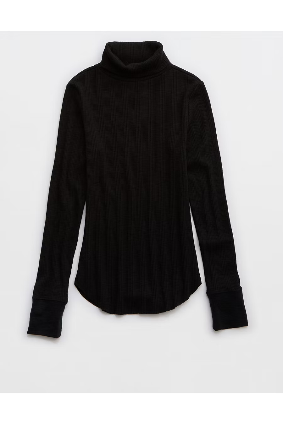 Aerie Essential Turtleneck Layering T-Shirt Women's True Black XXS | American Eagle Outfitters (US & CA)
