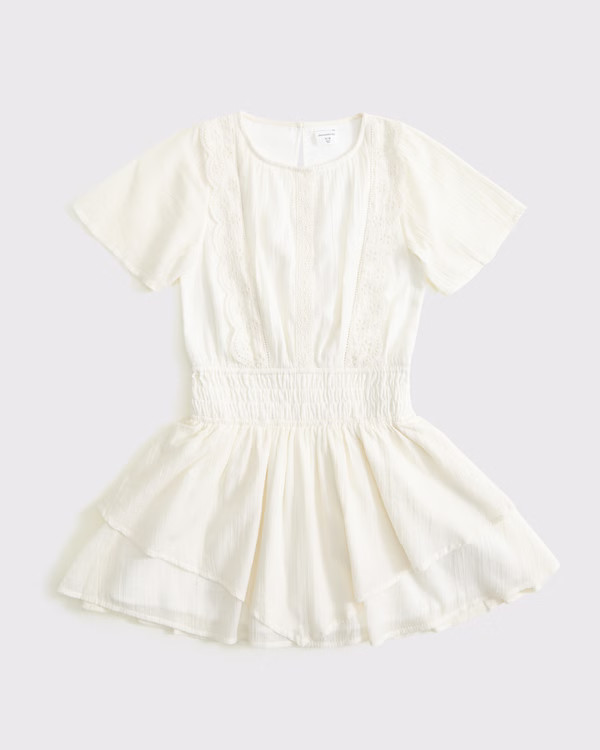 gauzy smocked waist mini dress | Abercrombie & Fitch (US)