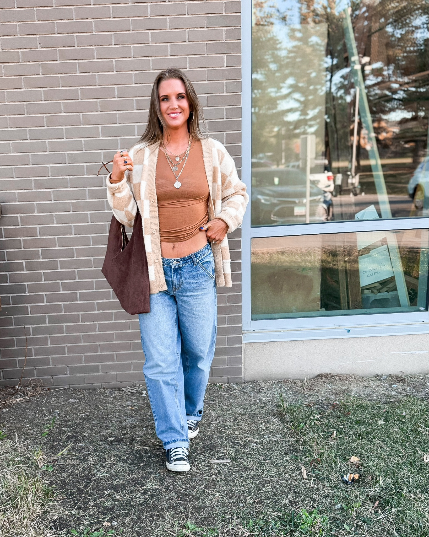 Cozy casual and FALL 🤌🏼🍂🧡
Target men’s cardigan find | Target low rise baggy jeans are my favorite pair. Own them in black too. 
#targetfinds #ootd #fallstyle 

#LTKFindsUnder50 #LTKSeasonal #LTKSaleAlert