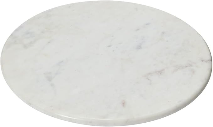 Creative Co-Op Marble Lazy Susan with Acacia Wood Base Serveware, 14"L x 14"W x 2"H, Natural | Amazon (US)