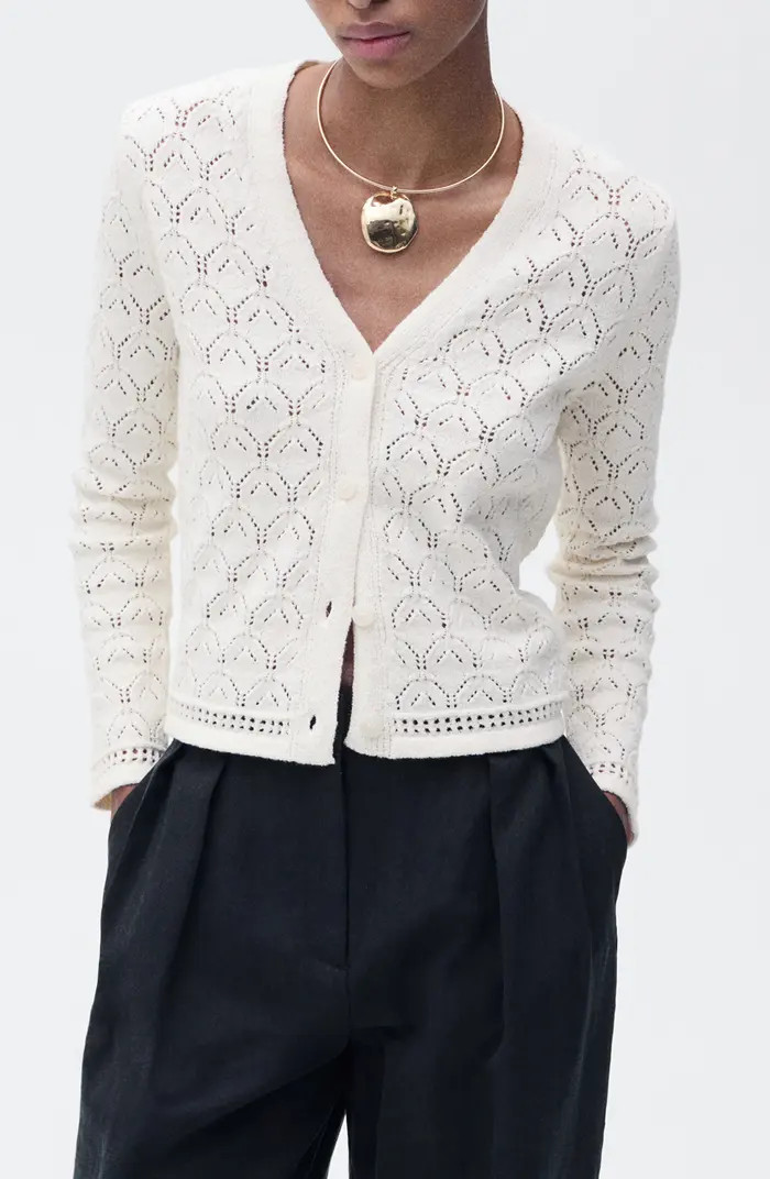 Pointelle Stitch Cotton Blend Cardigan | Nordstrom