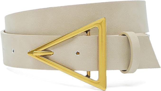 HOTWILL Belts for Women Jeans Dress Fashion Wide Waist Belt with Bronze Triangle Buckle | Amazon (US)