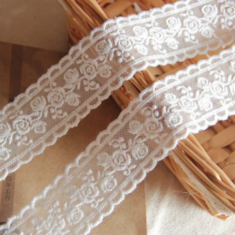 Lace Trim Ribbon, Delicate White Floral Ribbon for Wedding/Bridal Decoration, DIY Craft Sewing, H... | Amazon (US)