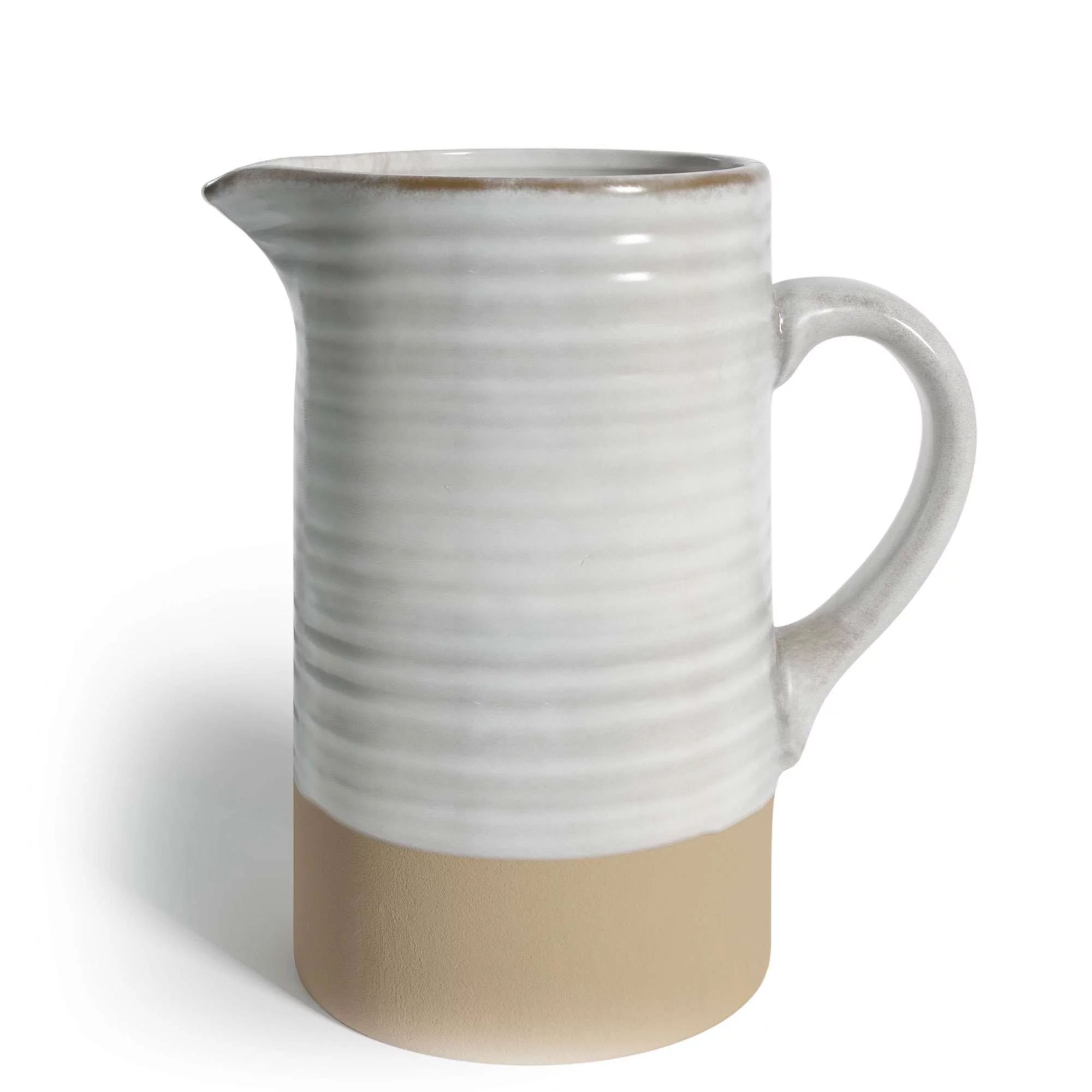 Barnyard Designs 1.5 Quart White Ceramic Pitcher, Vintage Rustic Farmhouse Vase Pitcher, Ceramic ... | Walmart (US)