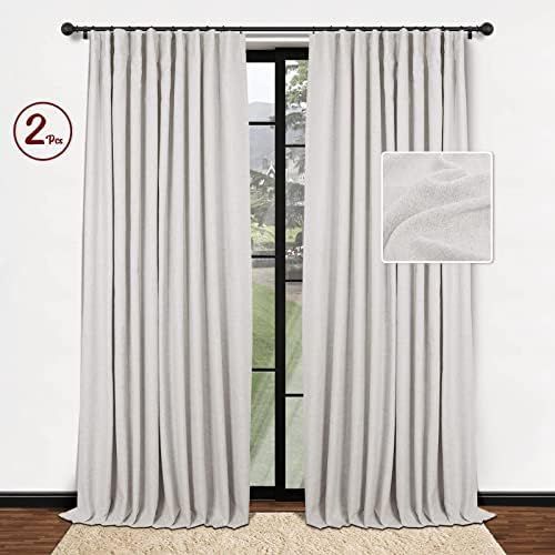 INOVADAY 100% Blackout Curtains 108 Inch Length 2 Panels Set Linen Blackout Curtains Textured Therma | Amazon (US)