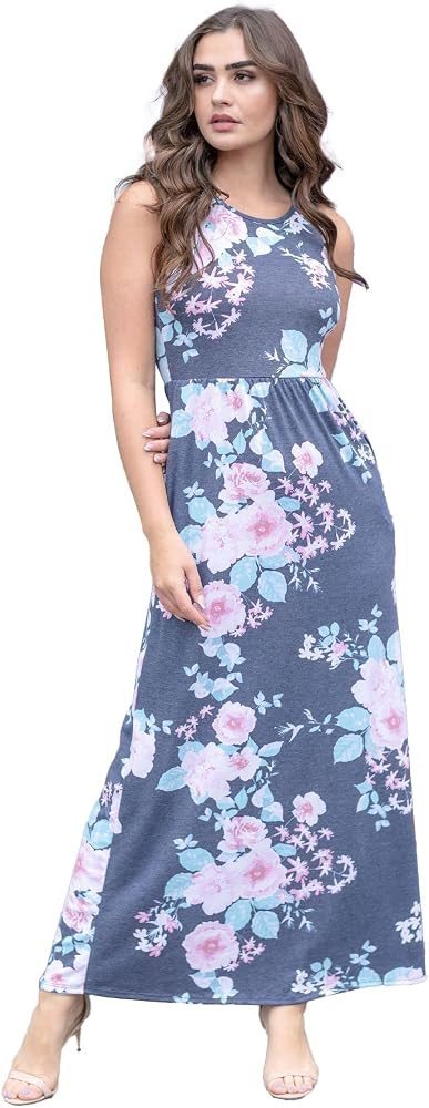 EGS by Eloges Women's Romantic Contrast Vintage Sleeveless Maxi Boho Long Dress | Floral, Paisley... | Amazon (US)