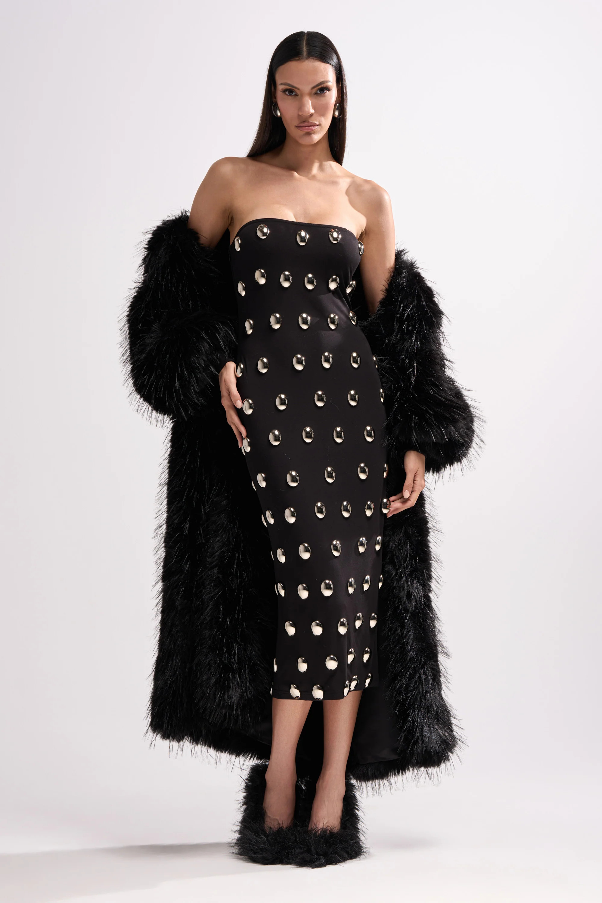 TIME AFTER TIME MIDI DRESS WITH METAL DETAILING | AKIRA