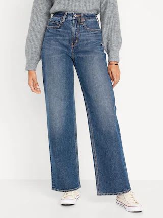 Curvy Extra High-Waisted Wide-Leg Jeans for Women | Old Navy (US)