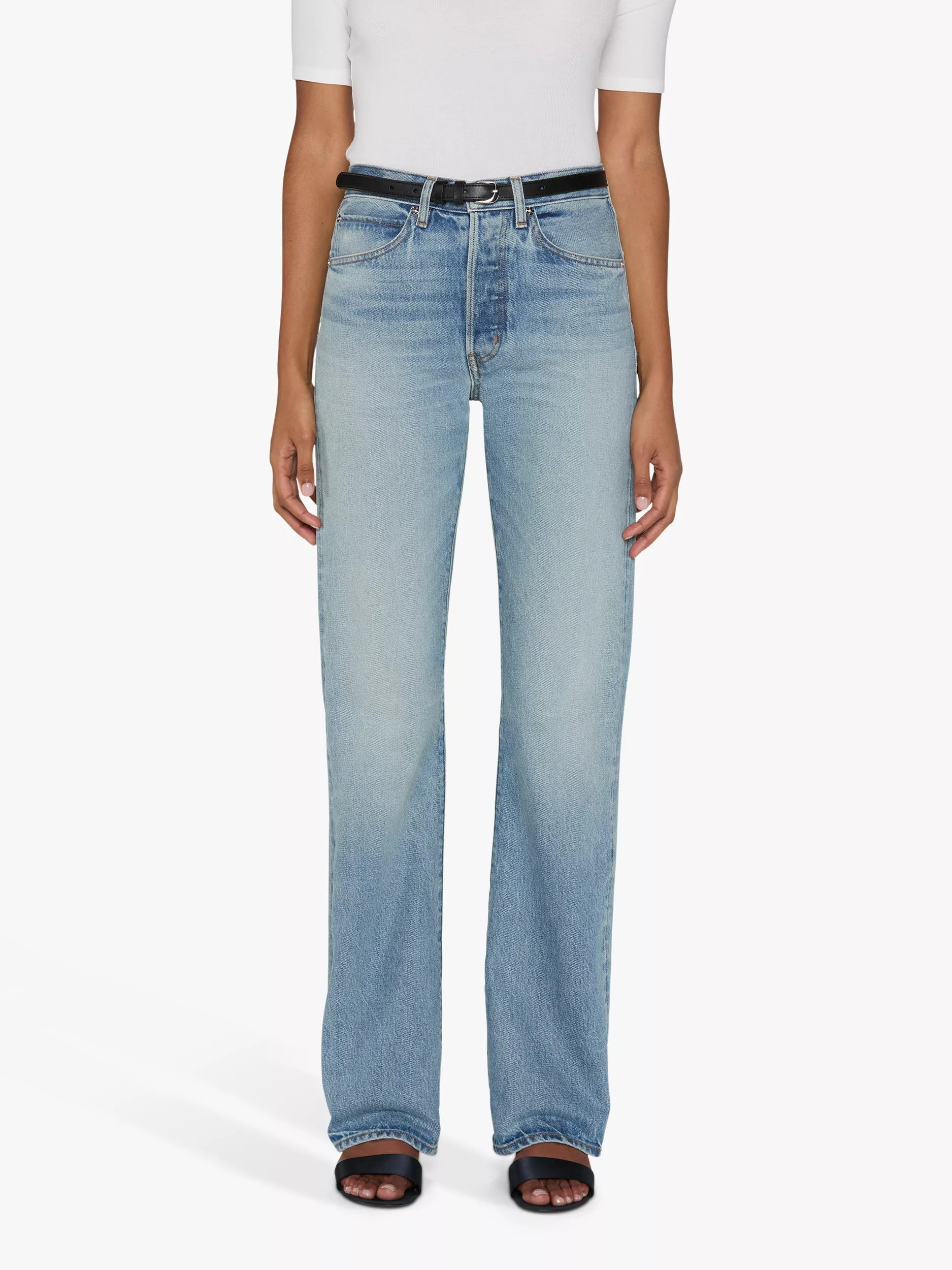 Vertical High Rise Straight Jeans, Light Blue | John Lewis (UK)