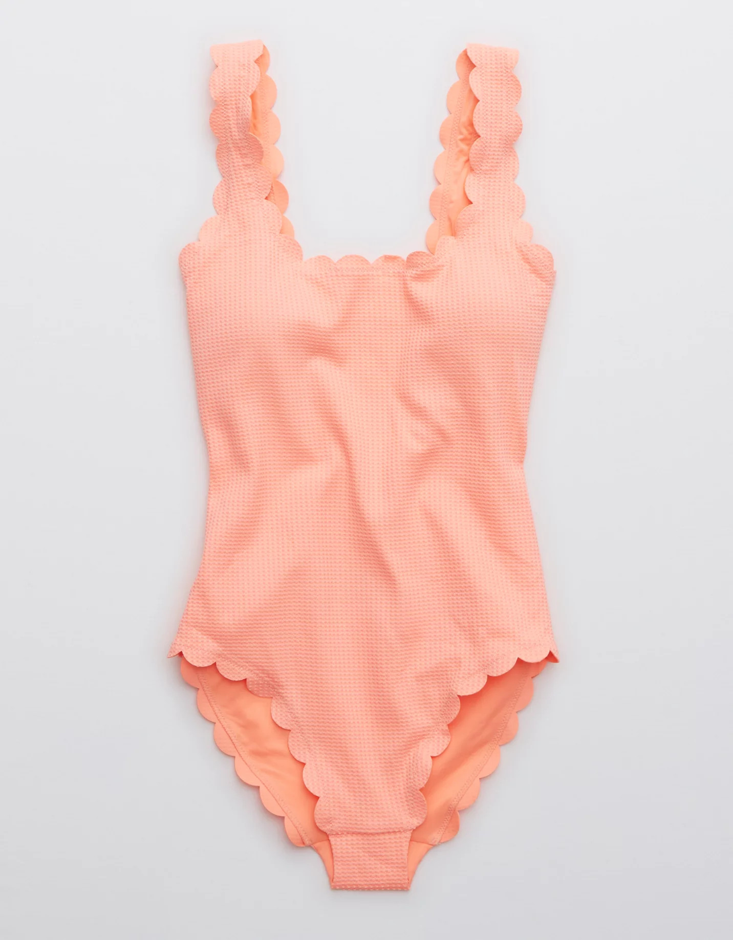 Aerie Waffle Scalloped One Piece Swimsuit | American Eagle Outfitters (US & CA)