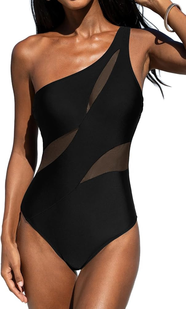 CUPSHE Women's One Piece Swimsuit Asymmetrical One Shoulder Neck Bathing Suit Adjustable Straps M... | Amazon (US)