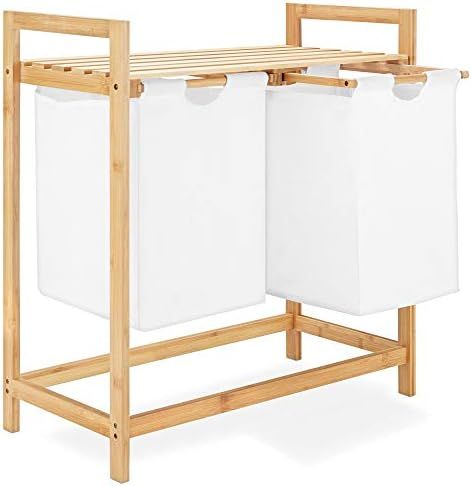 Navaris Bamboo Laundry Hamper - Pull-Out Dirty Clothes Compartment Drawers for Bedroom, Bathroom ... | Amazon (US)