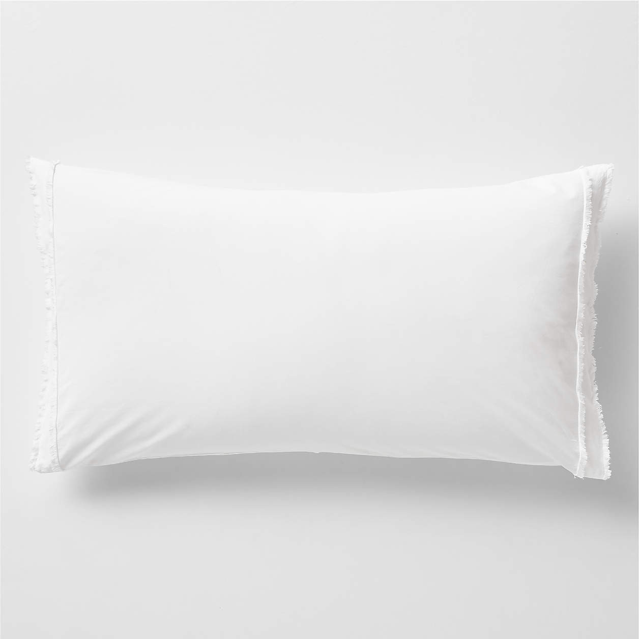 Favorite Washed Organic Cotton White Eyelash King Bed Pillow Sham | Crate & Barrel