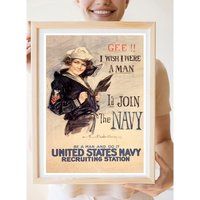 Reprint Of A Ww1 Us Navy Recruiting Poster - Gee I Wish Were Man | Etsy (US)