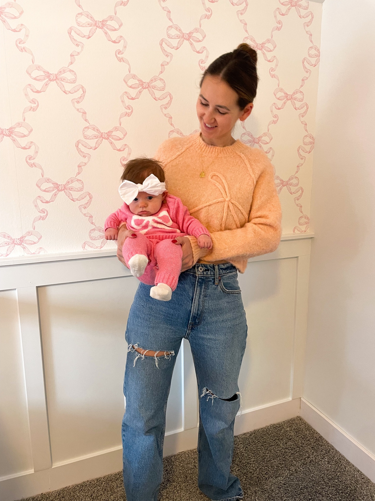 Matching bow sweaters with my mini me 

#LTKFindsUnder50 #LTKBaby #LTKFindsUnder100