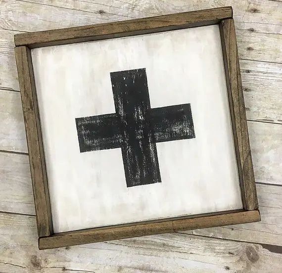 Wooden Sign- Swiss cross, rustic home decor, hand painted | Etsy (US)