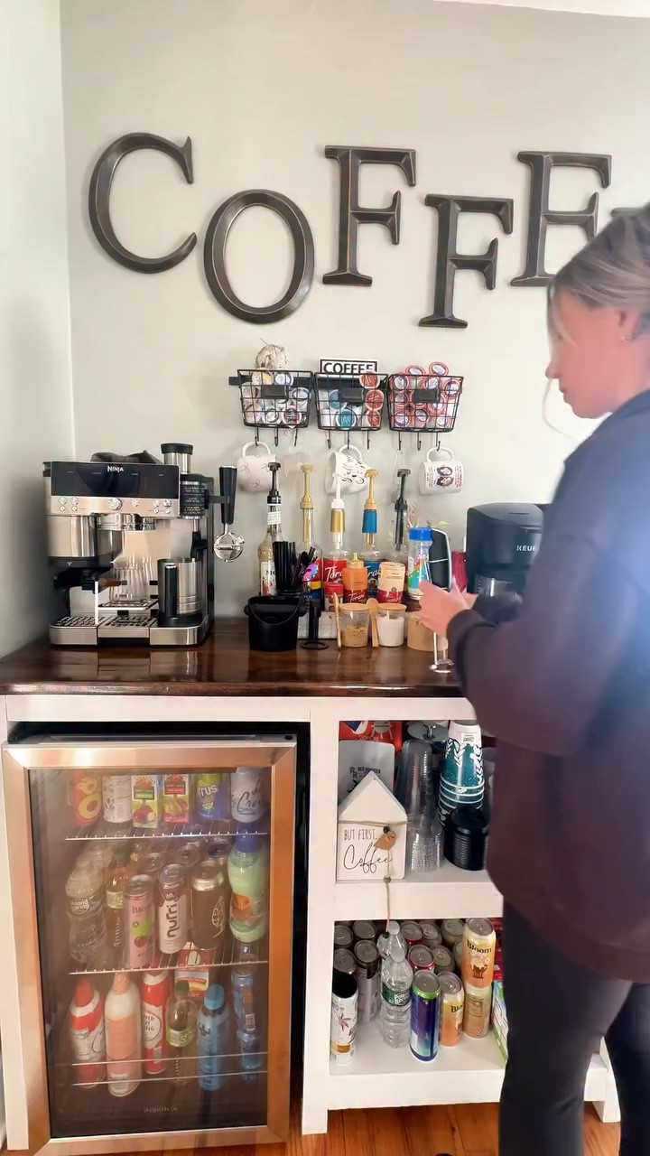 Looking for a way to store your coffee syrup bottles? This rack holds up to 8 bottles of your favorites and it was under $20. 
Comment the word COFFEE for the link sent over to your DM’s ☕️
#coffeebar #coffee #coffeeathome #coffeebarideas #homecoffee