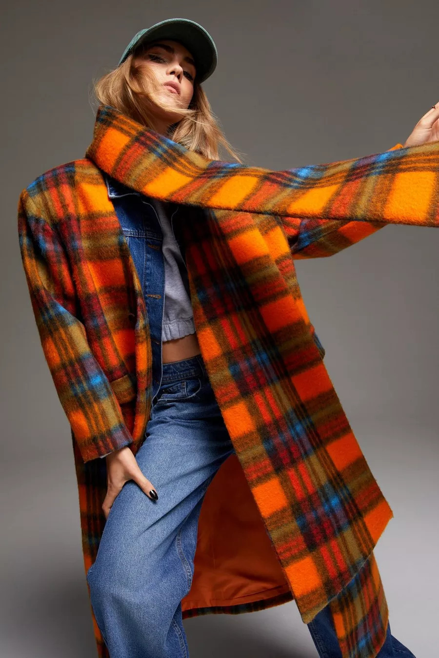 Premium Wool Blend Check Scarf Coat | Nasty Gal US