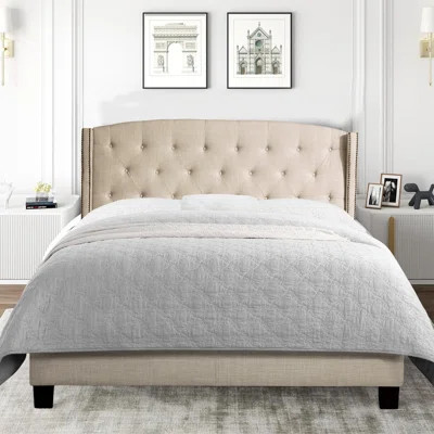 Upholstered Bed Frame - Luxurious Headboard, Elegant Platform Design, Ideal for Transforming Your Bedroom into a Haven of Comfort | Wayfair North America