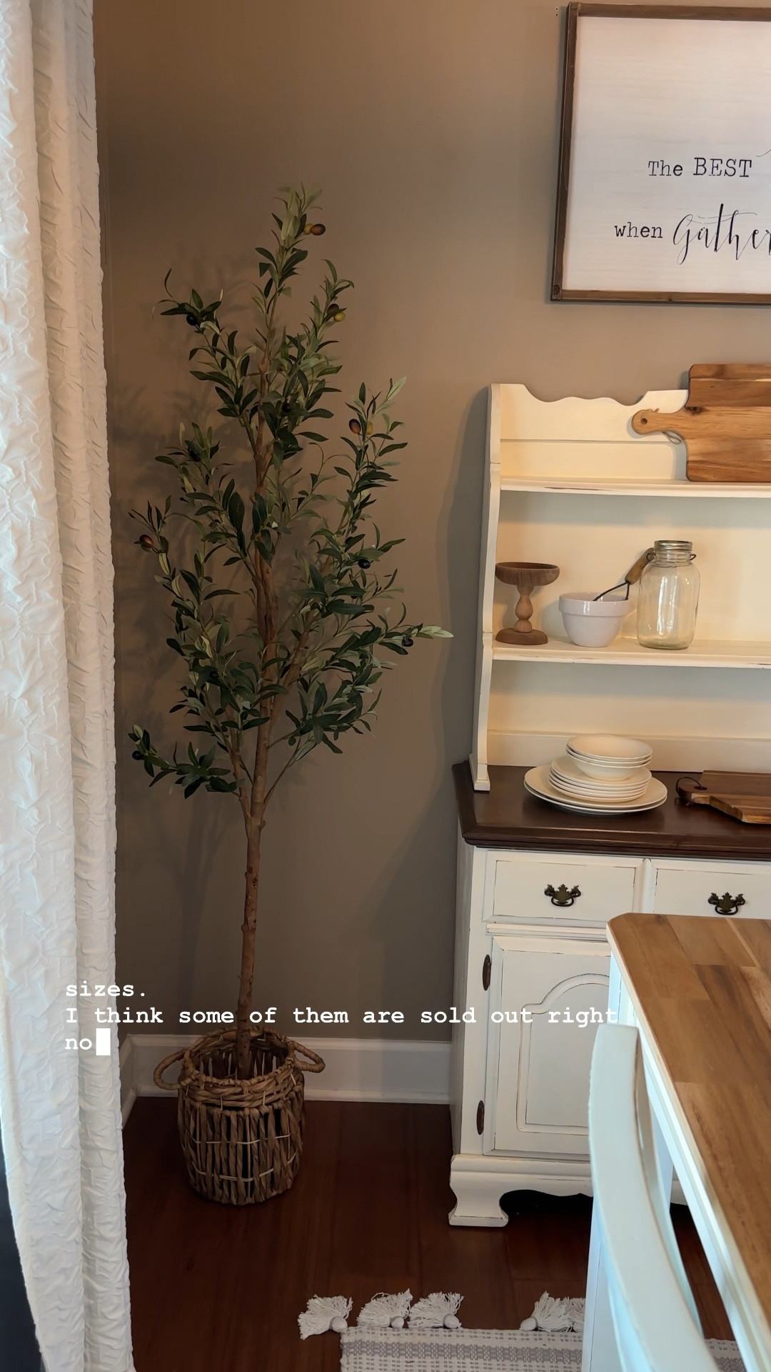 I felt like this little corner of my dining area was so bare after taking down Christmas and I have been wanting to get an olive tree for a while but some of them can be so expensive! 

I am part of the Walmart Creator Program and they had send me a $50 gift card back around the holidays and I completely forgot about it! So I decided to see if I could find an affordable olive tree at @walmart and they delivered. This 6 foot option was less than $40! You do have to put it in your own planter or basket but you can get creative with what you have on hand or keep an eye out at the thrift store. #fauxolivetree #walmartfind


#LTKfindsunder50 #LTKVideo #LTKhome