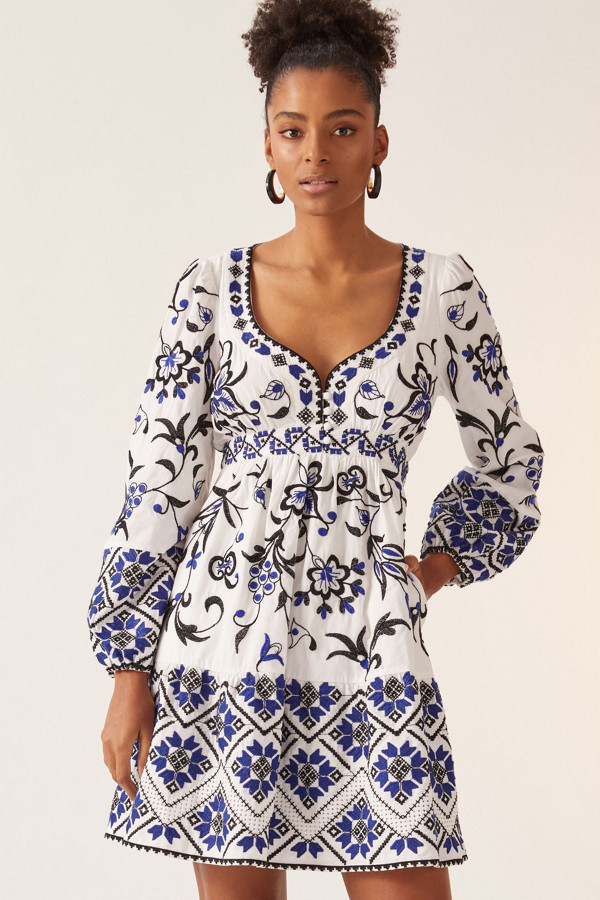 Sweetheart Embroidered Mini Dress | Nuuly