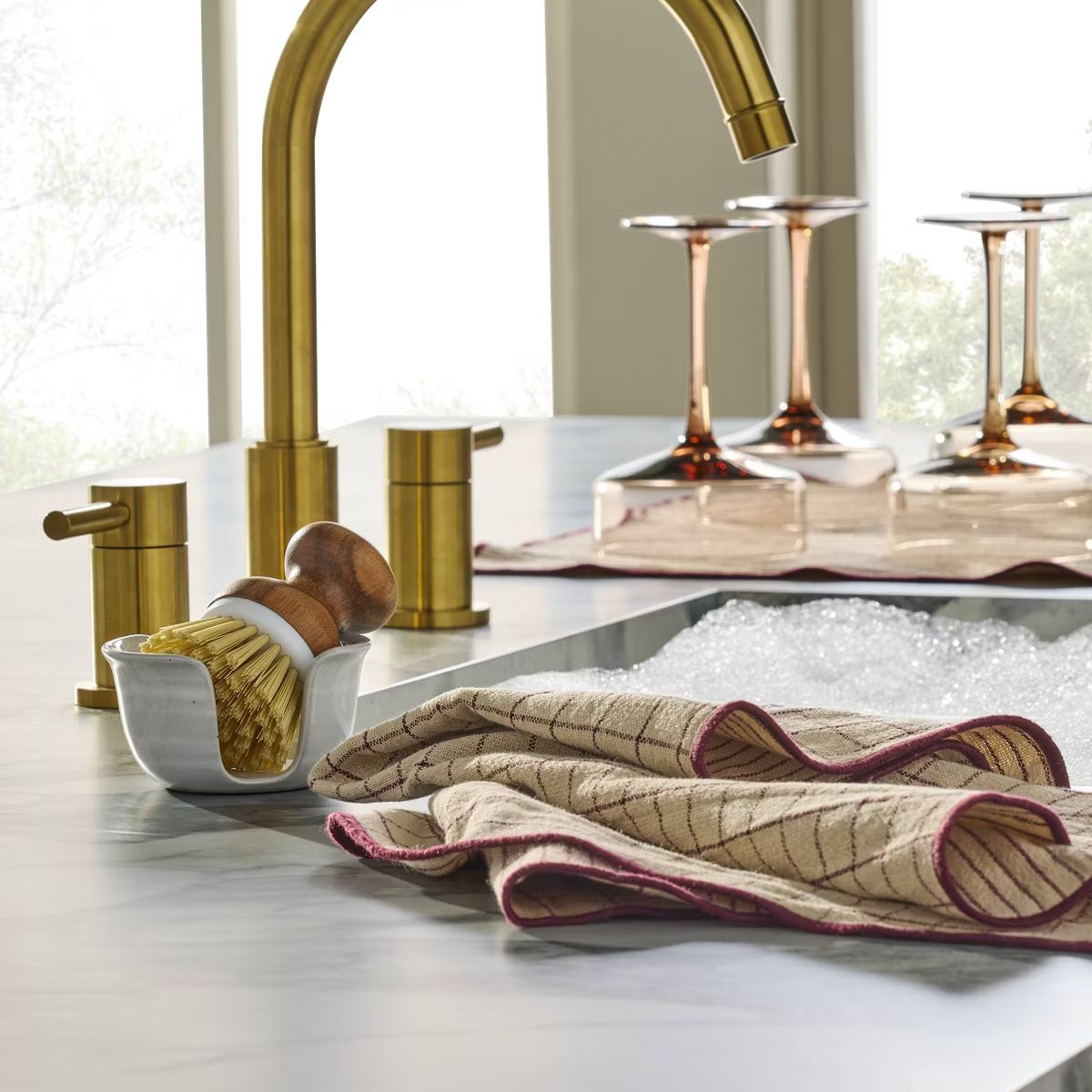 2ct Reversible Grid/Stripe Kitchen Towels - Hearth & Hand™ with Magnolia | Target