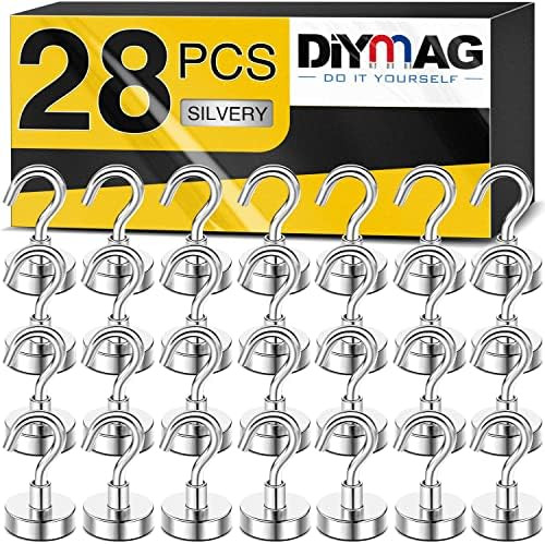 DIYMAG 28 Pack Magnetic Hooks, Facilitate Hook for Cruise, Home, Kitchen, Workplace, Office and G... | Amazon (US)